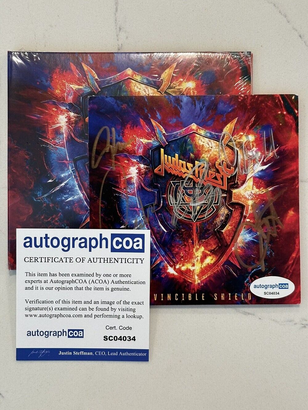 Judas Priest Invincible Shield SIGNED CD Art Card COA ACOA AUTOGRAPHED NEW #4